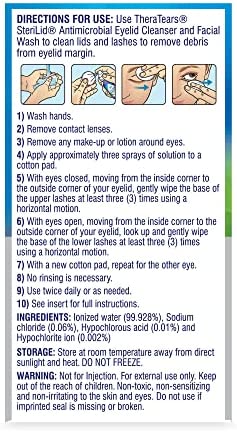TheraTears SteriLid Antimicrobial Eyelid Cleanser and Facial Wash, 2 Fl Oz Spray
